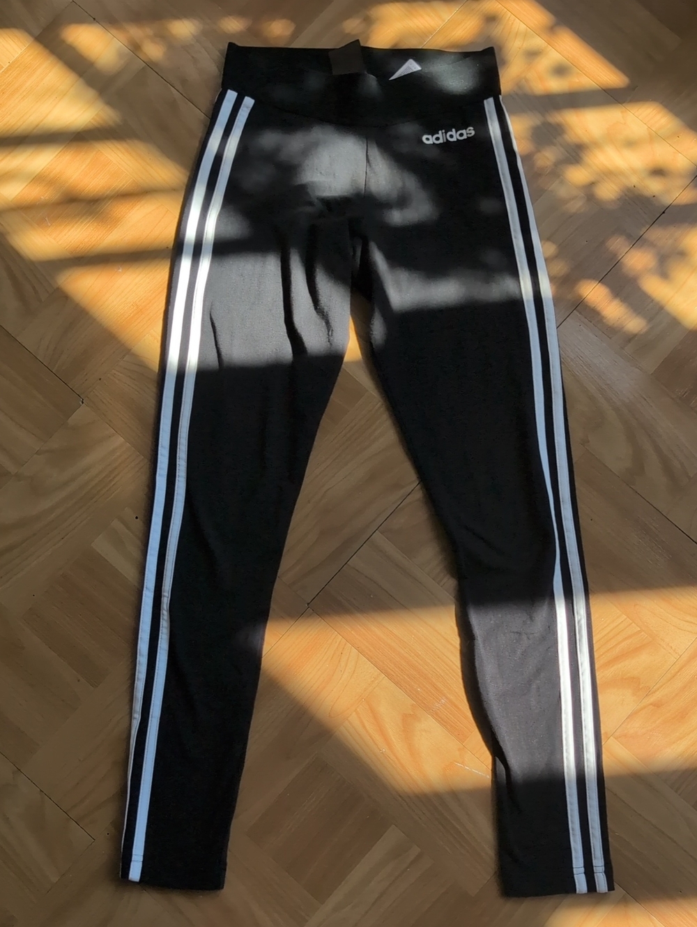 adidas Black Leggings with White Side Stripes